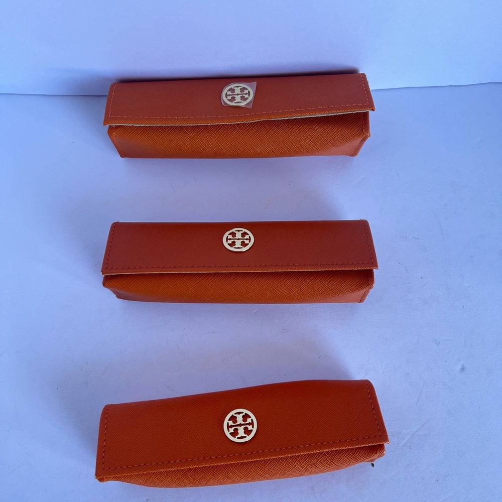 Tory Burch Orange Saffiano Sunglass Cases Trio
